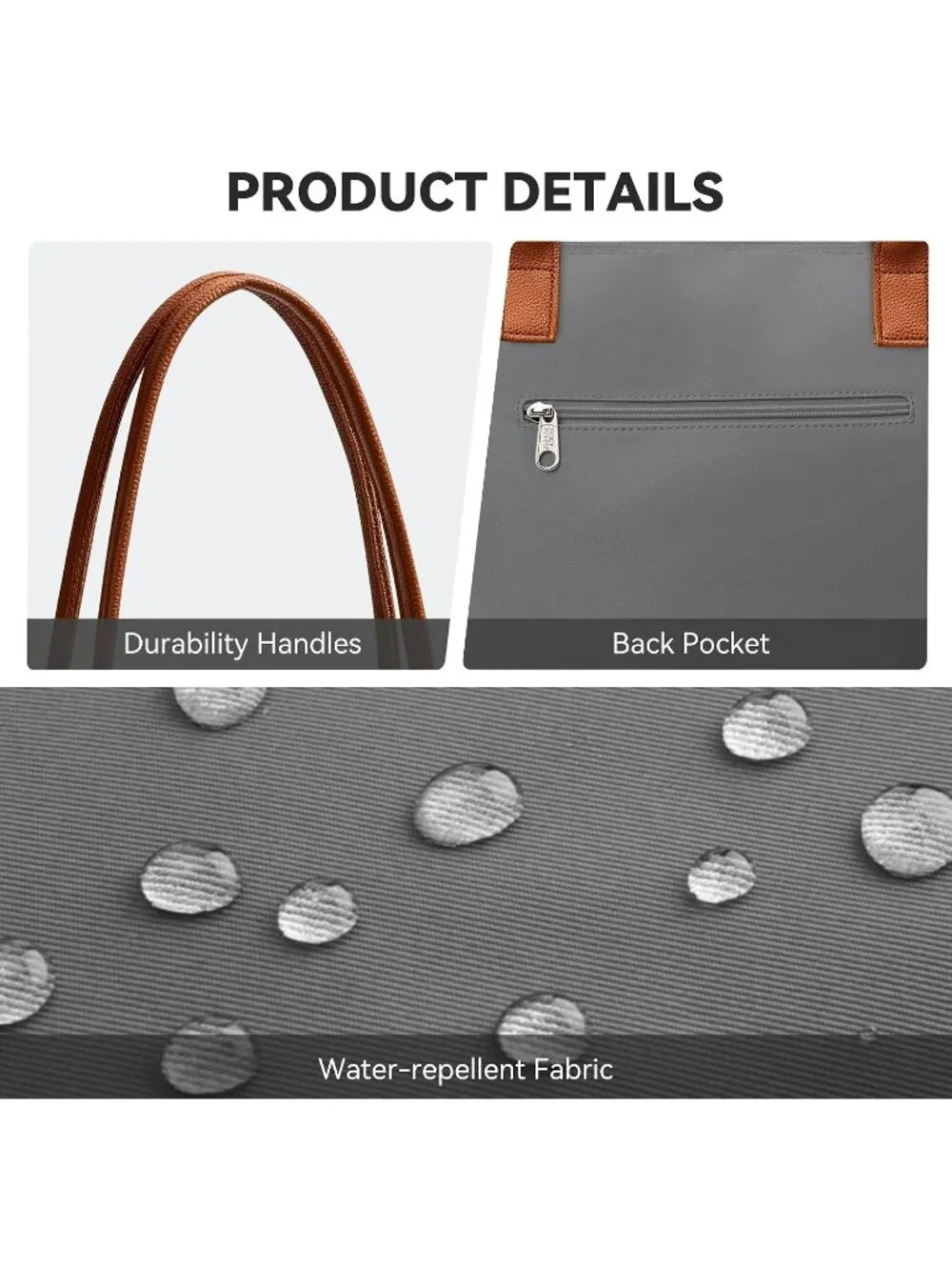 👜Women's Blue Grey Nylon Tote Bag Large Capacity Shoulder Handbag With Zipper